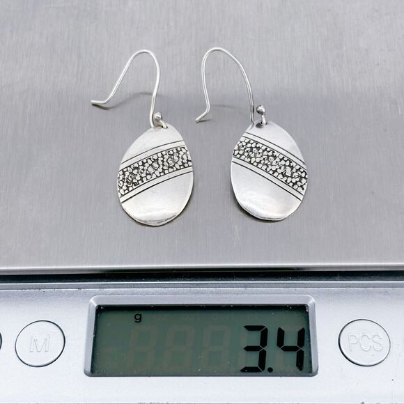 Vintage Sterling Silver 925 Textured Teardrop Dangle Earrings - Picture 6 of 6